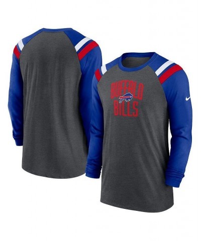 Men's Heathered Charcoal, Royal Buffalo Bills Tri-Blend Raglan Athletic Long Sleeve Fashion T-shirt $29.25 T-Shirts