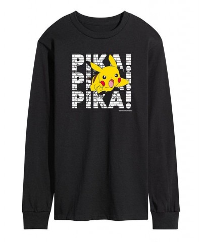 Men's Pokemon Pika Pika Pika Long Sleeve T-shirt Black $20.16 T-Shirts