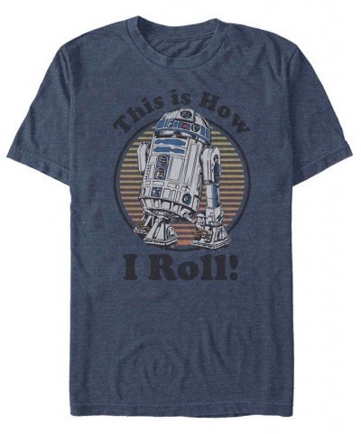 Men's Star Wars C-3PO R2-D2 Besties Badge Short Sleeve T-shirt Blue $18.54 T-Shirts