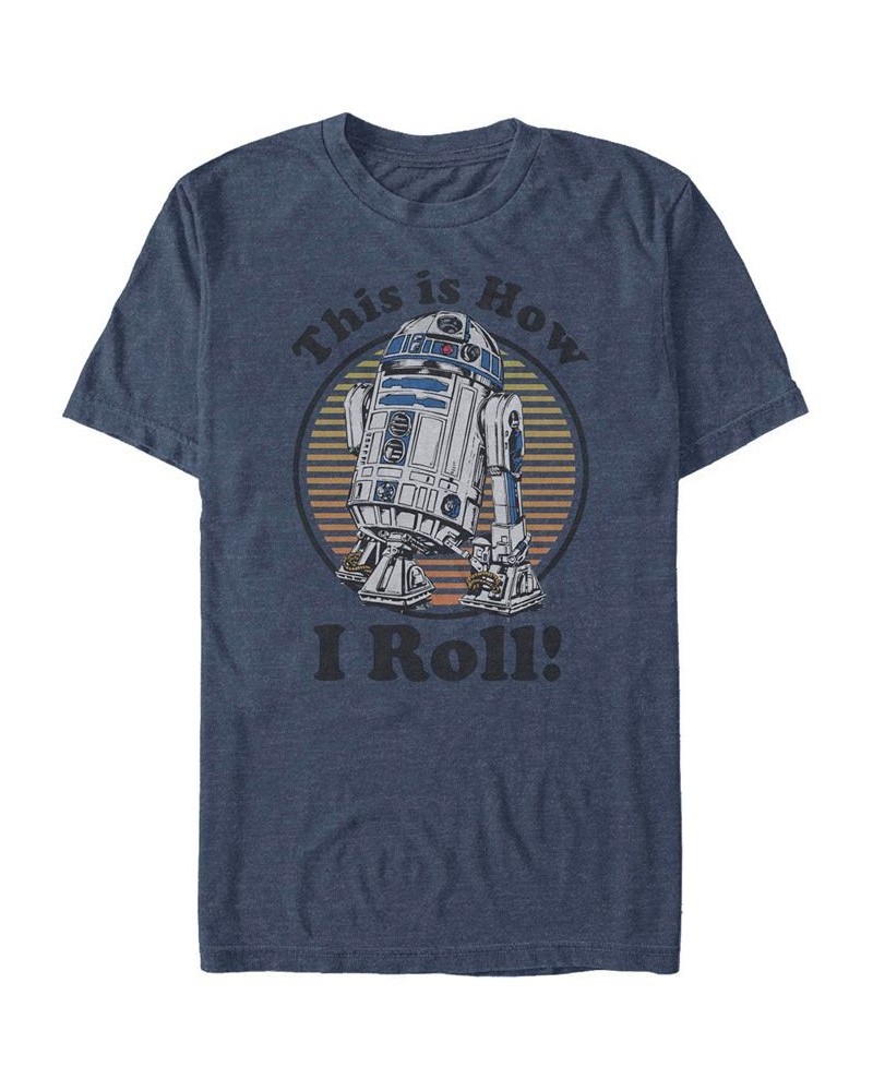 Men's Star Wars C-3PO R2-D2 Besties Badge Short Sleeve T-shirt Blue $18.54 T-Shirts