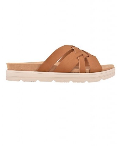 Women's Star Strappy Slip-on Casual Sandals Brown $30.36 Shoes