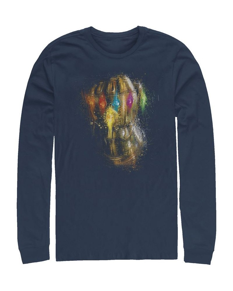 Marvel Men's Avengers Endgame Thanos Gauntlet Fist, Long Sleeve T-shirt Blue $23.99 T-Shirts