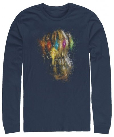 Marvel Men's Avengers Endgame Thanos Gauntlet Fist, Long Sleeve T-shirt Blue $23.99 T-Shirts