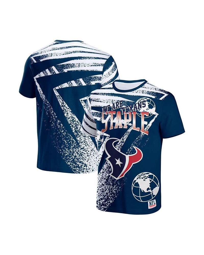 Men's NFL X Staple Navy Houston Texans Team Slogan All Over Print Short Sleeve T-shirt $19.60 T-Shirts